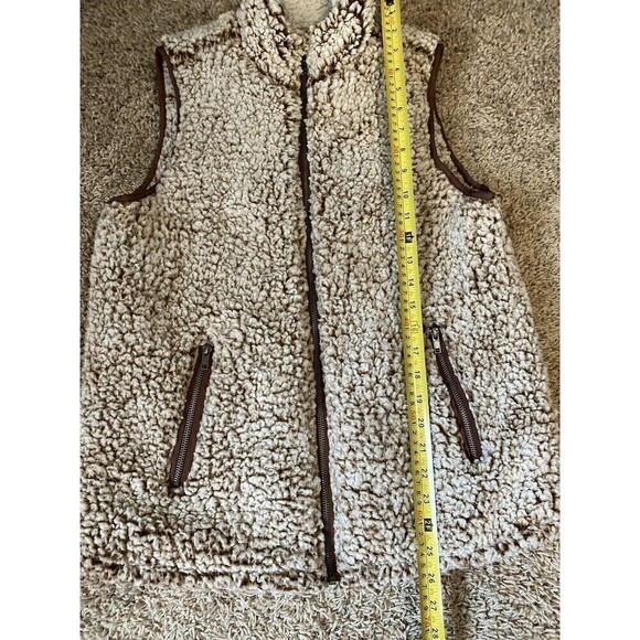 THREAD & SUPPLY Women’s Arctic Fleece Full Zip Vest Brown And Tan Size Small - Picture 7 of 8